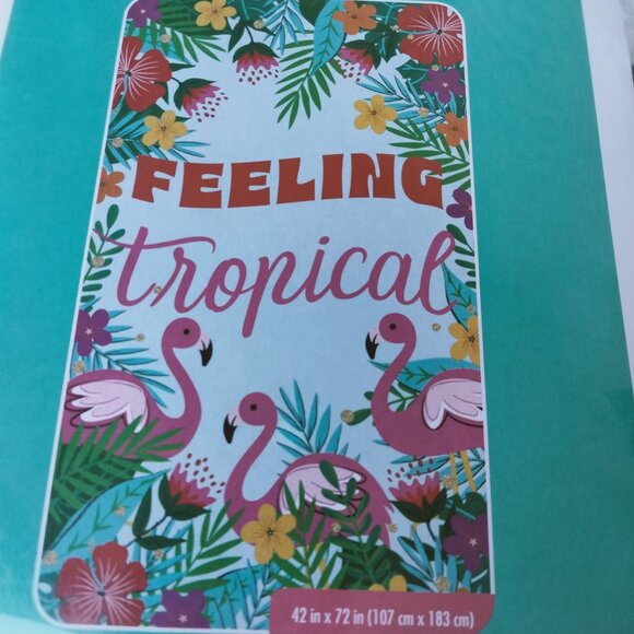 Feeling Tropical Flamingo Wall Decor 42x72 Inch Party Backdrop Beachy Pool Mural - Picture 3 of 6